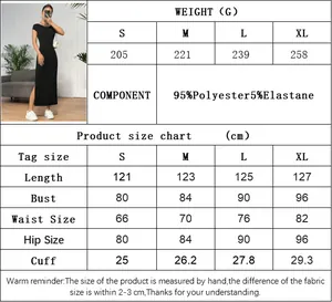 Detailed size chart for backless slim fit slit dress showing S-XL measurements in CM