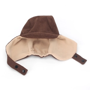 Winter corduroy aviator hat with warm fleece lining and earflaps for children