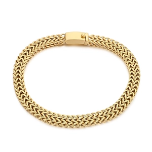 Classic 18k gold plated titanium steel square woven chain necklace with box clasp