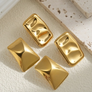 18K gold plated stainless steel geometric square earrings with textured finish set