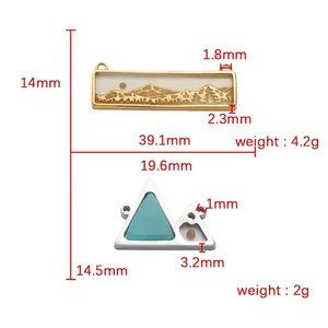 Polished mirror stainless steel geometric rectangle and triangle DIY charms and pendants