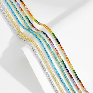 Classic tennis necklaces in silver and gold with colorful cubic zirconia crystals
