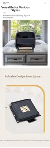 Foldable storage basket featuring dark grey felt and natural bamboo base detail