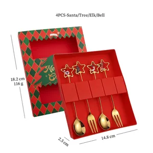 Christmas 304 stainless steel cutlery set with star pendants in a festive gift box