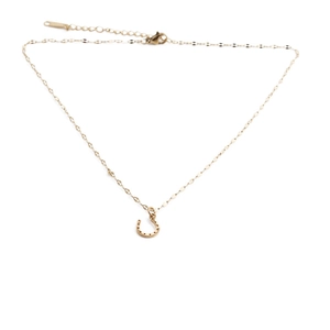 Elegant gold-plated stainless steel horseshoe pendant necklace for women on white background