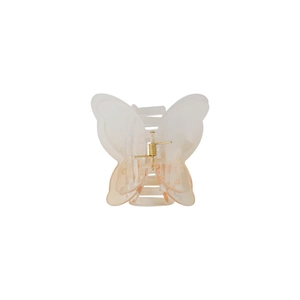 Transparent butterfly hair claw clip with orange gradient finish on white background