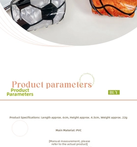 Detailed size parameters of 6cm PVC sports hair claws with soccer and basketball patterns