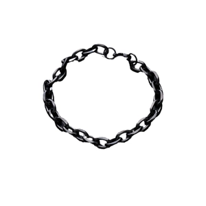 Bracciale a catena minimalista in acciaio inossidabile nero con maglie ovali e chiusura