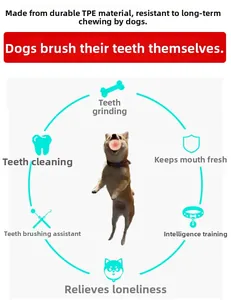 Detail view of durable TPE dog toy ball with dental cleaning and teething features