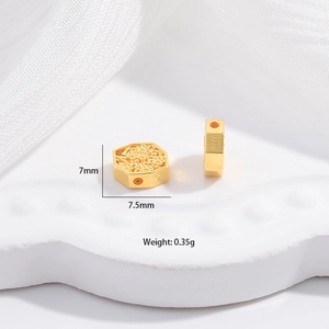 7.5mm golden hexagonal hollow spacer bead for DIY jewelry making and bracelets
