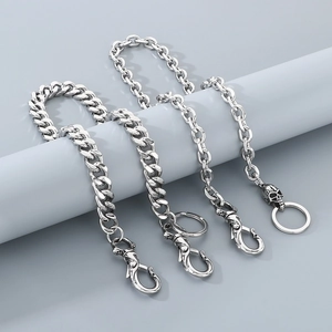 Stainless Steel Pant Chain Cuban Link Wallet Chain With Skull Pendant Punk Hip Hop Heavy Duty Biker Keychain For Jeans