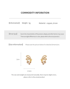 Detailed technical specification chart for gold plated zircon butterfly earrings