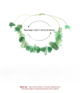 Detailed chart showing the adjustable perimeter and weight of the natural stone bracelet