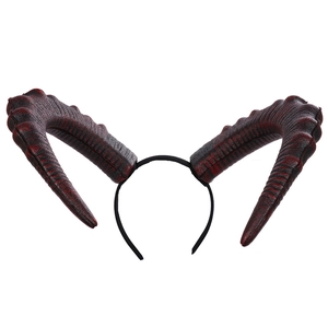 Realistic black and red gradient demon horn headband for Halloween cosplay party costumes