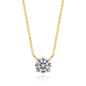 Minimalist stainless steel necklace featuring a 7mm round zircon pendant with gold finish