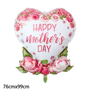 Giant Mother's Day flower basket foil balloon with pink roses and greeting, 76x99cm