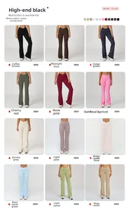 Collage de pantalons de yoga évasés à taille haute en douze couleurs et design en V