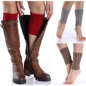 Cable Knit Boot Cuffs Women Winter Warm Acrylic Leg Warmers Ribbed Short Crochet Ankle Toppers