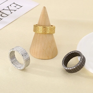 Bague Anneau En Acier Inoxydable 316L Punk Vintage Motif Losange Texture Écaille Géométrique Style Industriel Hommes Femmes