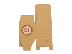 Flat kraft paper Christmas gift box with number 24 sticker for advent countdown