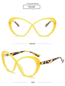 Detail of yellow TR90 oversized butterfly frame with classic tortoiseshell temples