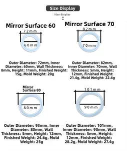 Guide des tailles pour moules en silicone de bracelets résine de 60, 70, 80 et 90 mm