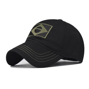 Men's black baseball cap with Brazilian flag embroidery for outdoor sun protection