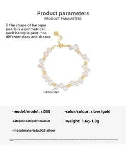 Detailed view of Baroque pearls with S925 silver lobster clasp and extension chain