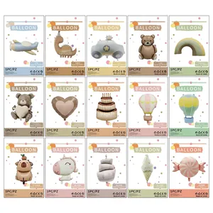 Lot de 15 ballons en aluminium animaux et véhicules pour décoration de fête d'enfants