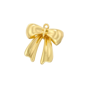 Exquisite golden bow pendant with pearl inlay on a clean white background