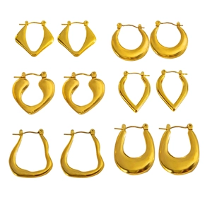 Lot de 6 paires de boucles d'oreilles géométriques en acier doré 18 carats pour femme