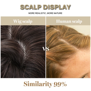 Detail showing the 99% similarity between synthetic wig scalp and natural human scalp
