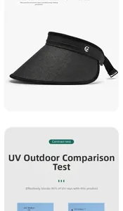 Detail of black straw visor featuring a metal G logo and adjustable elastic strap
