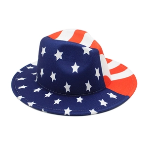 Chapeau Fedora classique drapeau USA avec rayures rouges blanches et étoiles de fête