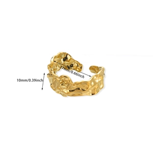 Detail showing 10mm width and 17mm inner diameter of golden irregular textured ring