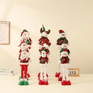 Standing Christmas plush dolls with sequins: Santa, reindeer, and snowman festive decor