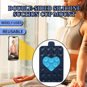 Silicone Suction Cup Phone Holder Double Sided Heart Shaped Non Slip Mount For Mirror Glass Hands Free Viewing