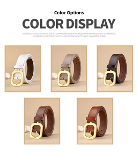 Classic leather belts for women with oval gold buckles in various earth tones