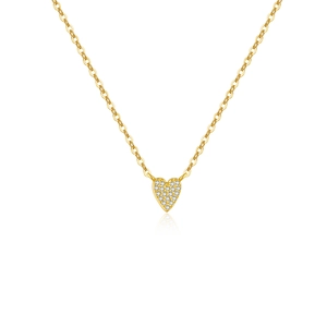 Elegant gold S925 sterling silver heart pendant necklace with shimmering CZ stones