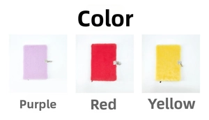 Detail view of colorful plush notebook covers with secure silver metal locking buckles