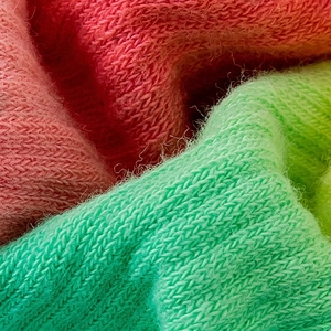 Gradient yoga socks for women with anti-slip grip in pink and neon green knit fabric