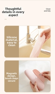 Silicone makeup brush storage bag detail view, portable waterproof cosmetic pouch with magnetic snap.