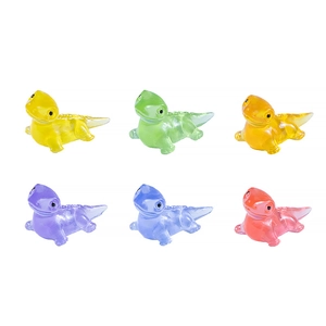 Set of six glowing resin lizard figurines in diverse translucent neon colors for DIY crafts