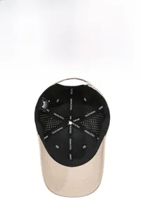 Detailed interior of breathable sports cap featuring mesh holes and moisture-wicking band