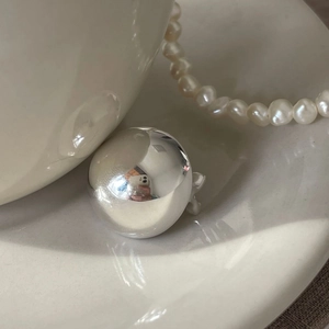 925 Sterling Silver Geometric Ball Stud Earrings Round Mirror Polished Minimalist French Style Retro Jewelry For Women