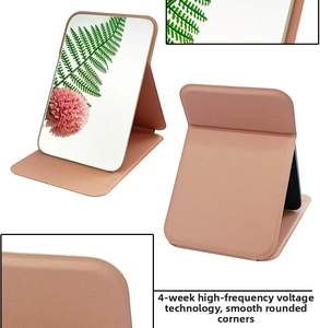 Detail of portable makeup mirror with smooth edges and high-frequency voltage craft
