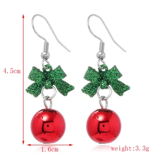 Detailed view of Christmas ball earrings with height 4.5cm and width 1.6cm dimensions