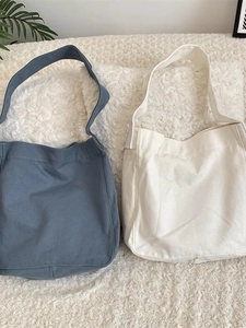 Borse shopper minimaliste in tela spessa grigio-blu e bianco avorio per uso quotidiano