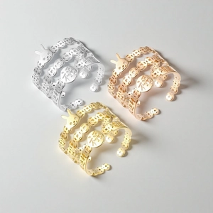 Open Adjustable Ring Titanium Steel Hollow Rabbit Chinese Coin Fortune Good Luck Ethnic Style Jewelry Women Men