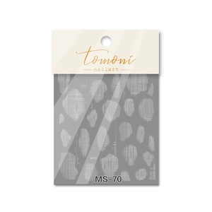 Tomoni MS-70 nail art stickers with white fabric texture patterns on grey background